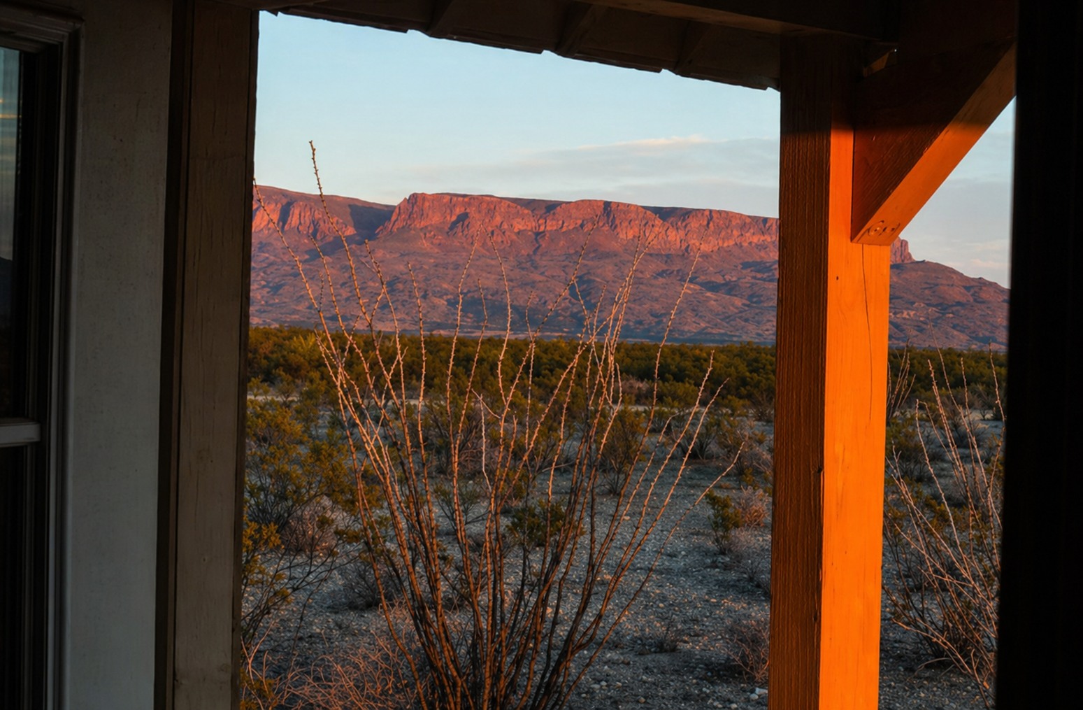 A Texas desert mountain view from a short-term stay property.